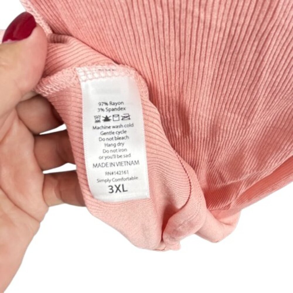 LuLaRoe Ribbed Tank Top Plus Size 3XL Pink Salmon Solid - Picture 4 of 4